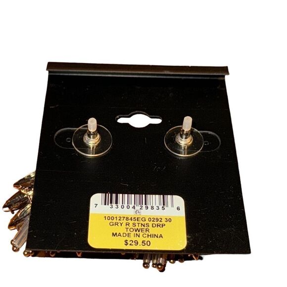 NWT I.N.C. INTERNATIONAL CONCEPTS Silver-Tone Mixed Stone Fan Drop Earrings - Picture 4 of 4
